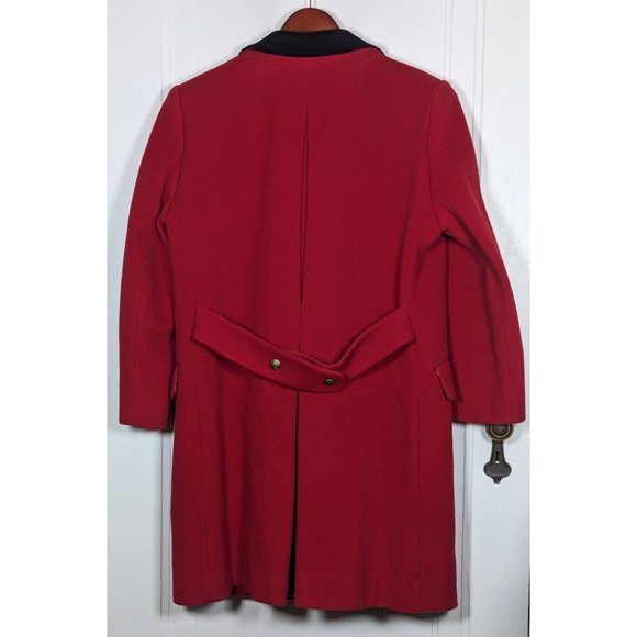 Vintage London Fog Wool Pea Coat Womens 6 Small Red w/Black Velvet Collar USA - Picture 2 of 5